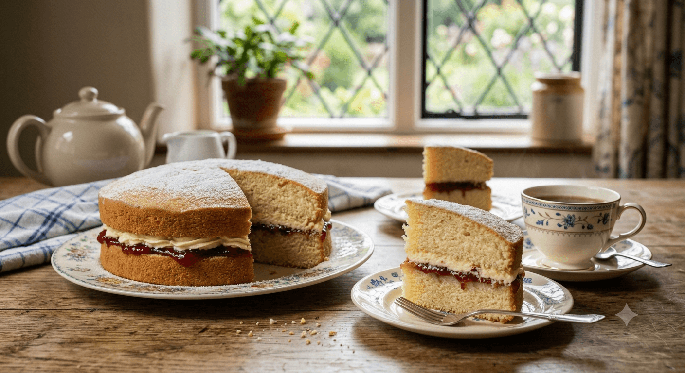 Dairy free Victoria Sponge with Jam and Cream baked by Farmhouse Cakes in Seaford