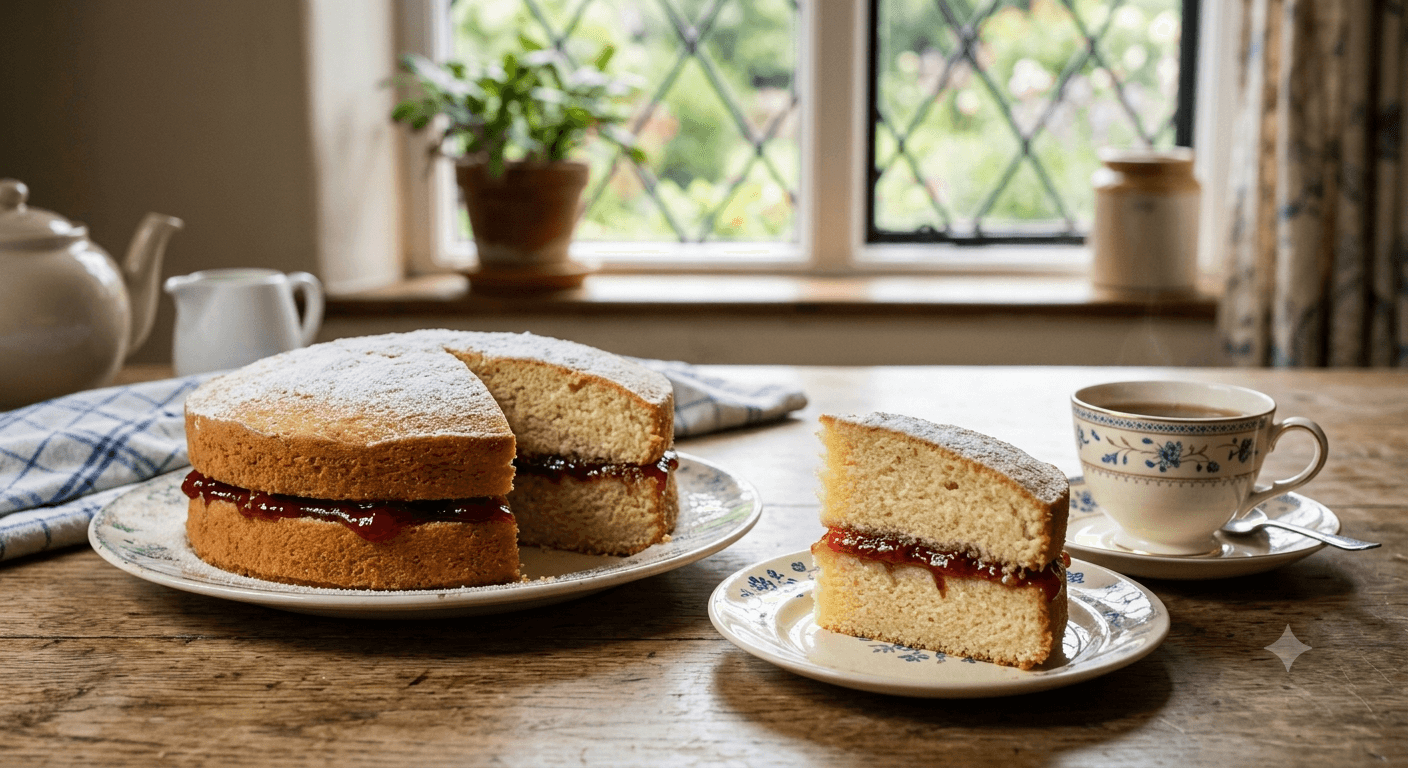 Dairy free Victoria Sponge with Jam baked by Farmhouse Cakes in Seaford